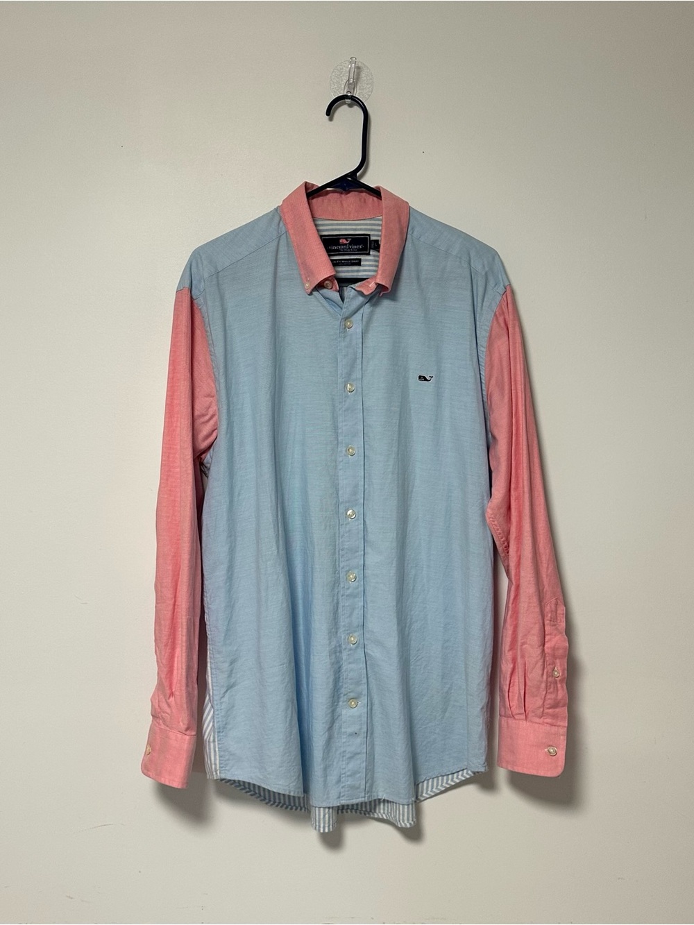 Vineyard Vines Slim Fit Men's Whale Shirt – Blue & Pink – Large